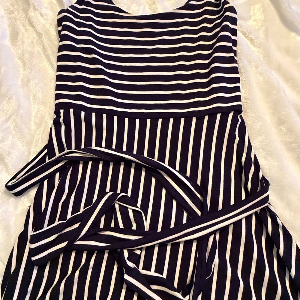 The Loft Navy Striped Sleeveless Dress - Picture 6 of 10